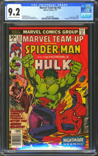 Marvel Team-Up #53 - Cgc 9.2 - Ow/Wp Nm- 1St John Byrne X-Men - 1977