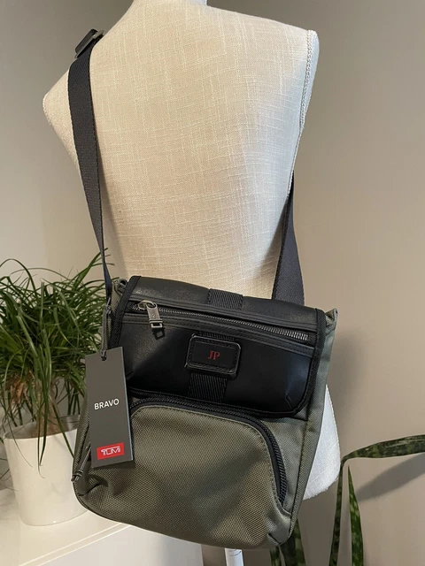 NEW! TUMI Men's Alpha Bravo Barton Crossbody Bag Olive Green & Black