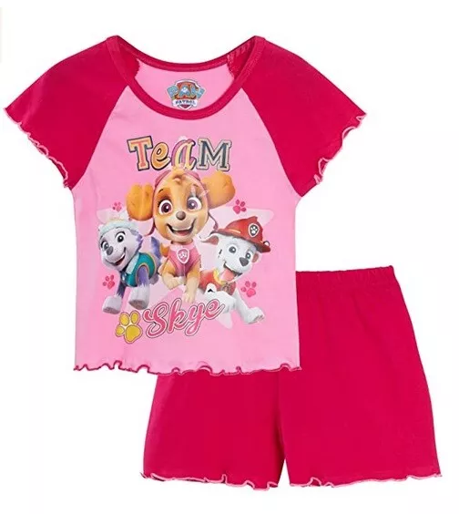 Girls PAW Patrol Short Pyjamas Nightwear Team Skye Shortie Ages 1-4 Years Pink