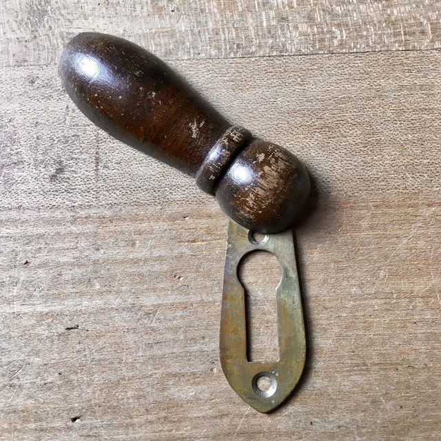 Vintage Escutcheon Keyhole Wood & Brass Antique Door Hardware Victorian Old