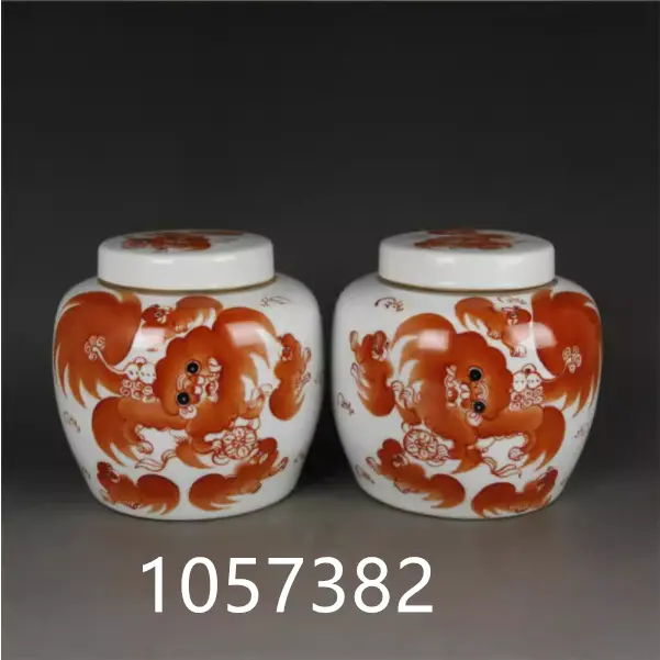 6.1"China Old Antique Porcelain Qing dynasty Tongzhi Alum Red Tea can