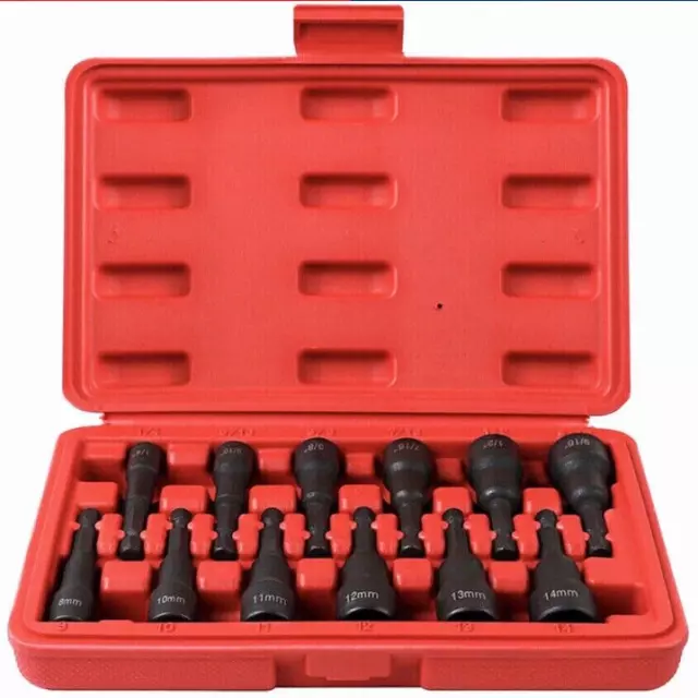 Magnetic Nut Driver 12Pcs Set Metric Imperial Socket Drill Bit Adaptor 1/4" Hex