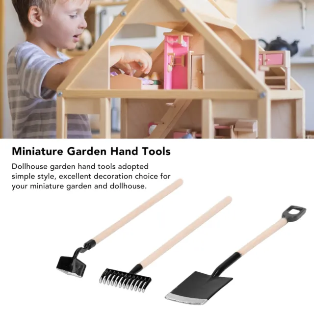 (Black)Dollhouse Garden Hand Tools 9.5cm Long Miniature Garden Tools Shovel For