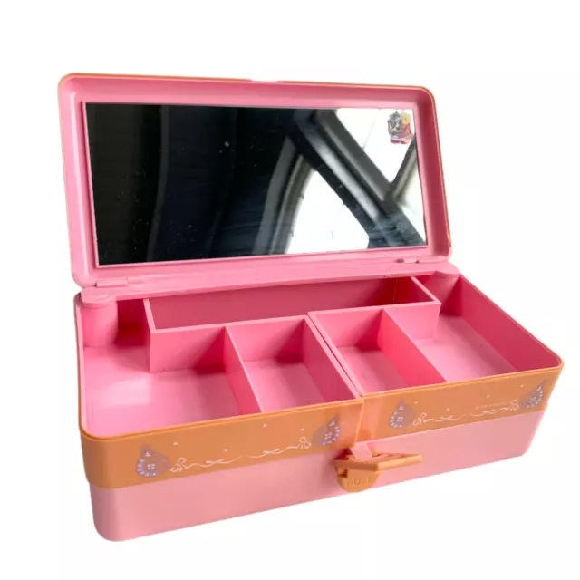 Vtg 90s Sanrio jewelry box case organizer light pink orange plastic ballet shoes