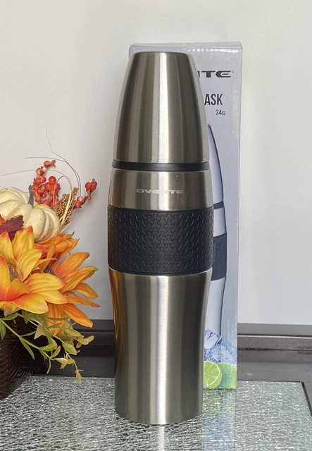 Ovente Thermos Vacuum Insulated Double Wall Stainless Steel with Travel Cup TSA