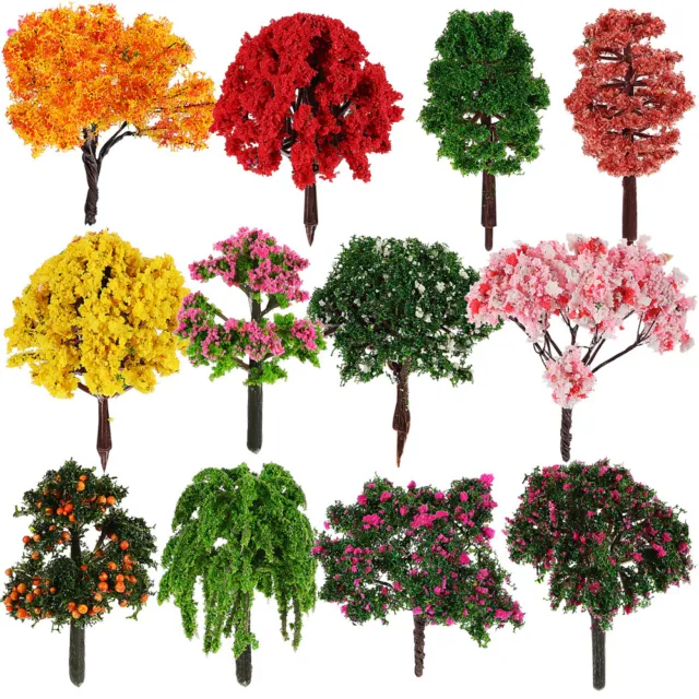 12 Pcs Tree Plastic Miniature Dollhouse Plants Garden Fairy