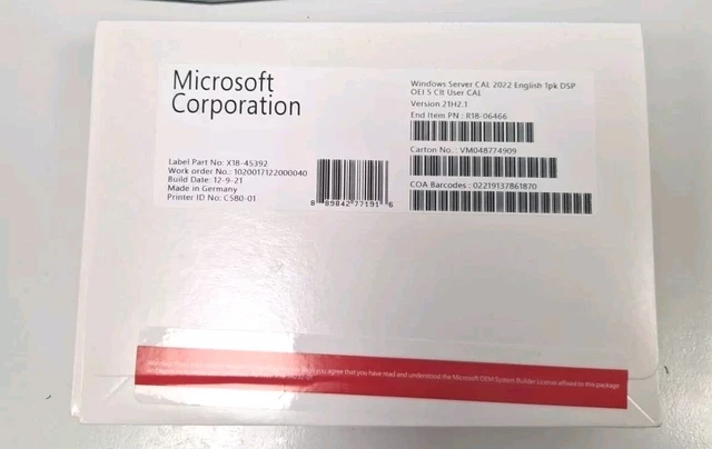 MICROSOFT WINDOWS SERVER 2022 Standard 16 core | 5 USER CALS £130.69 ...