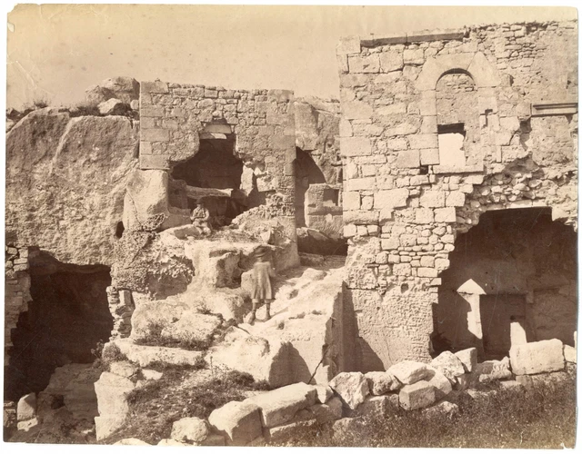France, Les Baux-de-Provence, ruins of old cave houses vintage a