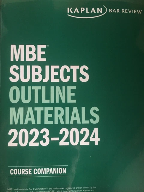 RARE 2023 ~ 2024 Kaplan Multistate Bar Exam Review MBE Subjects Outline + Barbri $199.00 - PicClick