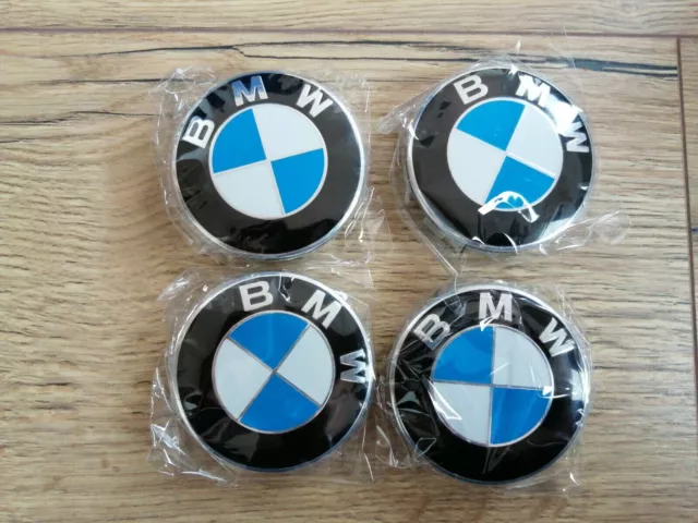 4x Cache Moyeu Jante Centre De Roue enjoliveur BMW 68mm bleue et blanc Neuf