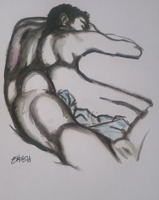 fesse NU MASCULIN, FESSE, peinture unique by Erik-H EUR 18,00 - PicClick FR