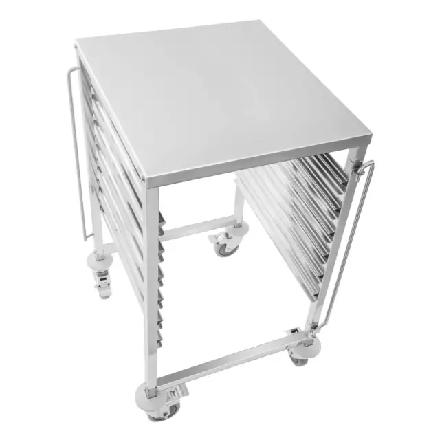 Chariot Echelle A Plateaux En Inox  6 Bacs Gastronorm Gn 2/1  Avec 4 Roues 360° 3