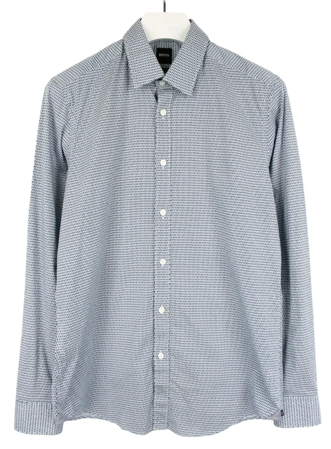Chemise Homme Hugo Boss Slim Fit Bleu Lin Taille XL - Neuve Avec étiquettes - Modèle Ronni