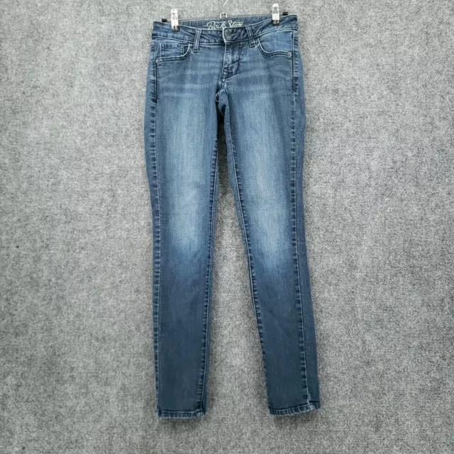 Old Navy Jeans Womens 4 Low Rise Rockstar Skinny Pocket Stone Wash Blue Denim