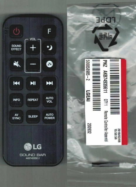 NEW GENIUNE LG REMOTE CONTROL AKB74935611 FITS Sound bar SJ6B SJ9