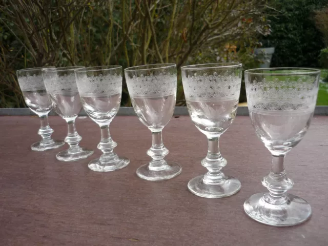 SERIE 6 VERRES APERITIF  GRAVES CRISTALLERIE DE VIERZON THOUVENIN FIN XIX ème