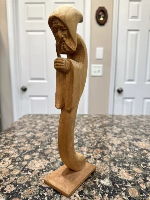 Vtg Hand Carved Wood Druid Priest Friar Praying Statue Figure Mexico Religious