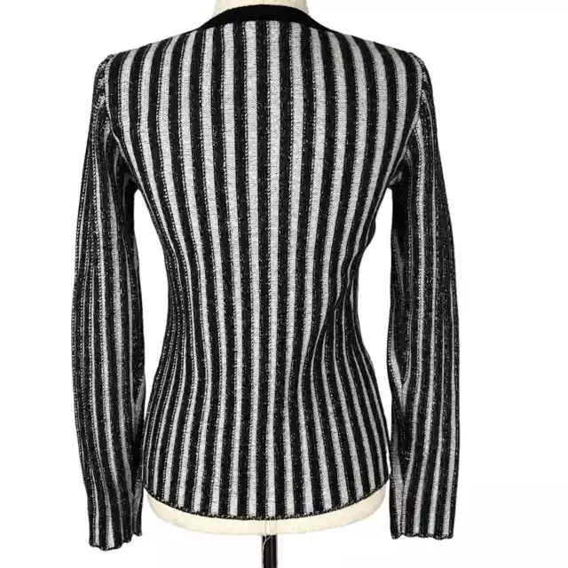 Vince Striped Full Zip Sweater In Black & White Nwt Women's Size Medium 2