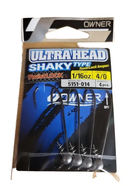 OWNER ULTRA HEADS Shaky Head Type 5151-014 Size 4/0 Hooks 1/16 oz