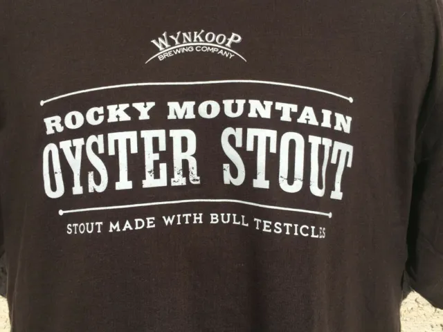 Wynkoop Brewery Rocky Mountain Oyster Stout Bull Testicles Beer T Shirt Size XL 2