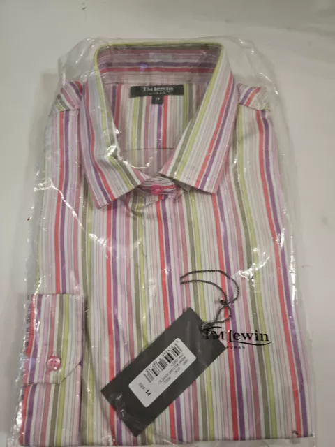 T.M. Lewin Woman Pink Multicoloured Stripe Shirt UK Size 14