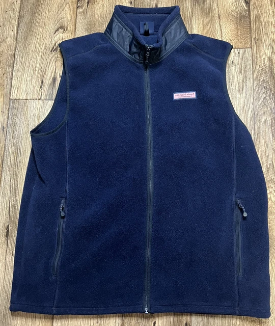 Vineyard Vines Mens Fleece Vest XL Navy Blue Soft Thick EUC Full Zip