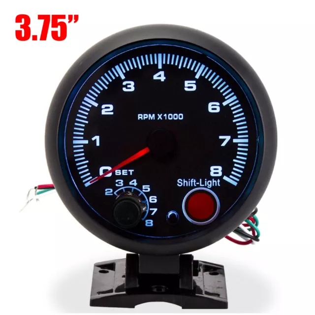 3.75''Universal Car Tachometer Tacho Gauge Meter LED Shift Light 0-8000RPM