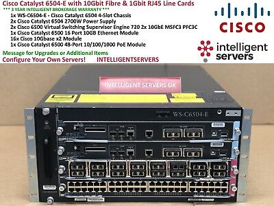 Cisco Cisco Catalyst 6506 2x VS-S720-10G-3C 1x WS-X6748-GE-TX 3x WS-X6716-10T 