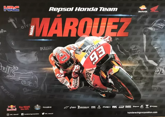 Marc Marquez Un Signed Repsol Honda Poster 2017 MotoGP.