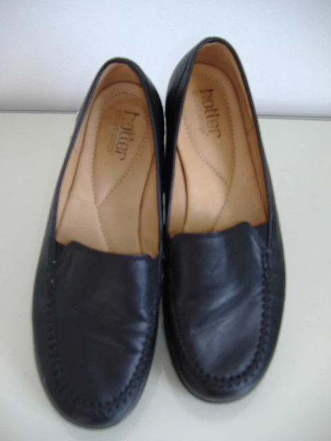 Scarpe Slip On Hotter Comfort In Pelle Nera Taglia 6