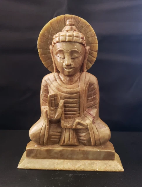 7" Marble Buddha Stone Figure Sculpture Buddhist Meditation Statue Abhaya Mudra
