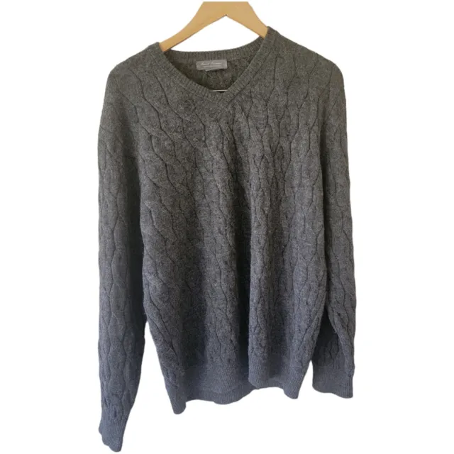 DANIEL CREMIEUX SIGNATURE Collection Cable Knit Sweater Mens L Gray ...