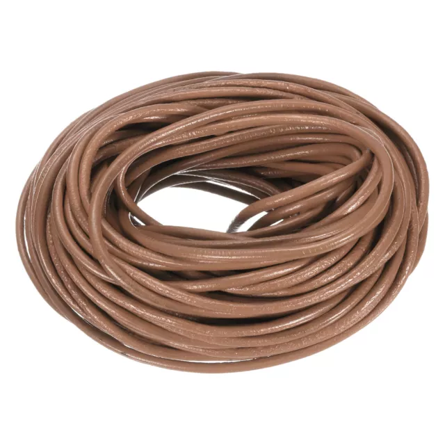 20 Yards 3mm Round Leather Cord Lacing String for DIY Crafts Light Coffee