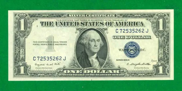 $1 1935-G 1 C/J Block Blue Seal Silver Certificate Cu.