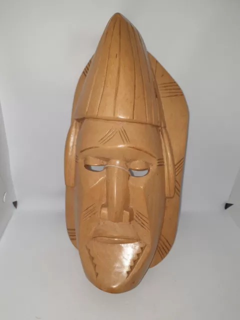 Hand Carved wooden Wall Hanging 13"  Mask Retro Collectors Item Great Gift