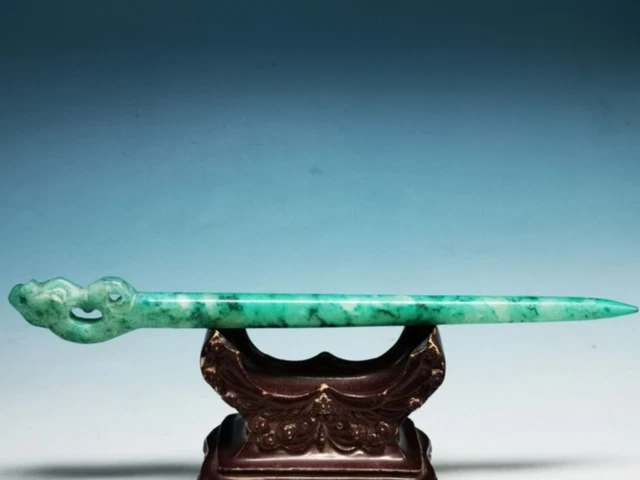 Collection Old Nephrite Jade Hand-carved Ancient Phoenix Auspicious Hairpin Da8