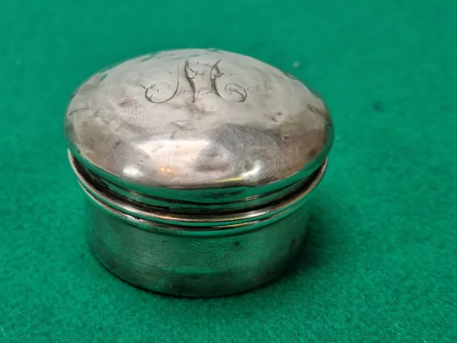 Antique Hallmarked 1918 Henry Perkins Sterling Silver Pill Box Inscribed M A/F