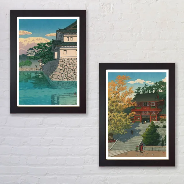 Set of 2 Kawase Hasui Japanese Traditional Art Poster Prints.  Available Framed.
