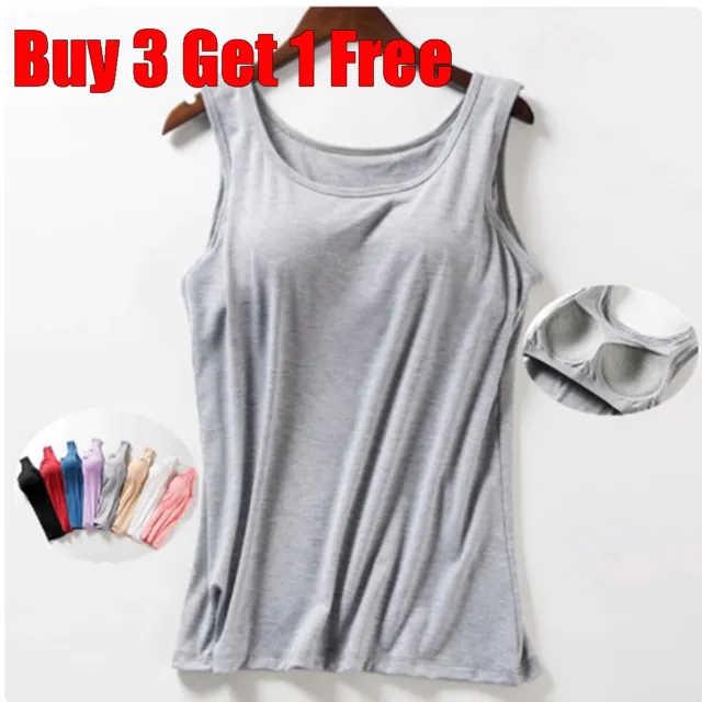 Women's Camisole with Built in Shelf Bra Adjustable Strap Vest Padded Tank  Tops