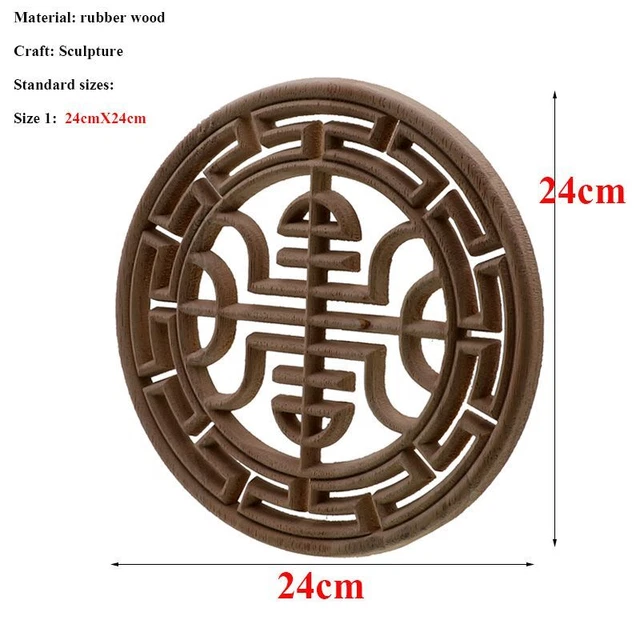 Wood Engraving Round Applique Frame Corner Unpainted Furniture Door Home Decor