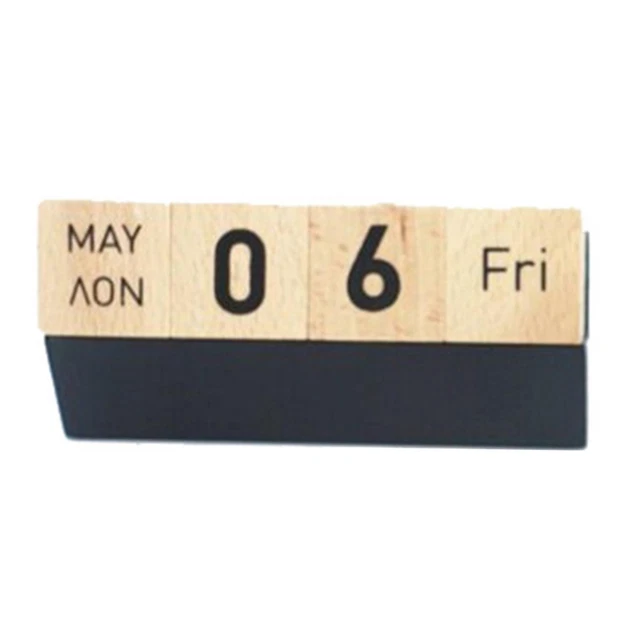 WOODEN PERPETUAL CALENDAR Desktop Calendar Blocks Kitchen Indoor
