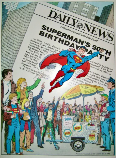 1988 Vintage RARE Dick Giordano Superman 50th Anniversary Art Poster / DC Comics