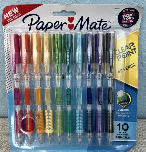 10 Paper Mate 2164121 Clear Point Mechanical Pencil, 0.7 mm,  #2 Black Lead