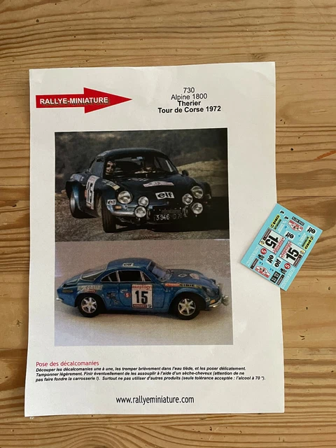 Décalcomanies 1/43 Alpine Renault A110 Thérier Tour De Corse 1972 - Réf. 0730 - Neuf