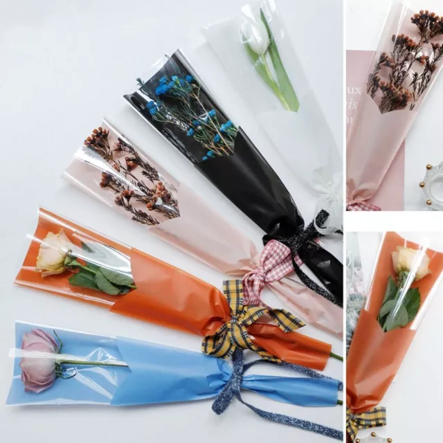 50PCS Transparent Bouquet Packing Bag Flower Packaging Bag  Valentine's Day