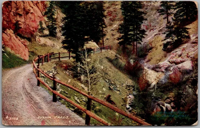 Postcard Sylvia Falls, Colorado; Dirt Road; J. E. Lavely 1909 Ec