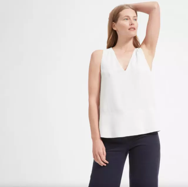 Everlane Women's Gray The Double-Lined Silk V-neck Tank