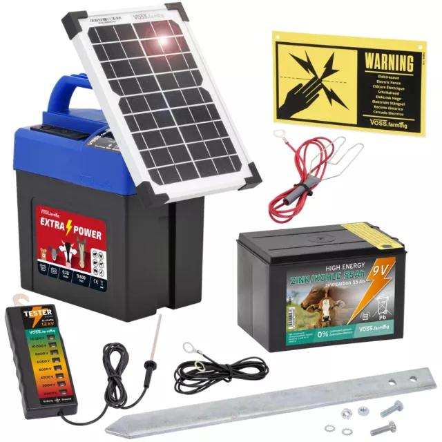 Weidezaungerät 9 Volt mit SOLAR Modul Elektrozaun Batteriegerät Weidezaun Garten