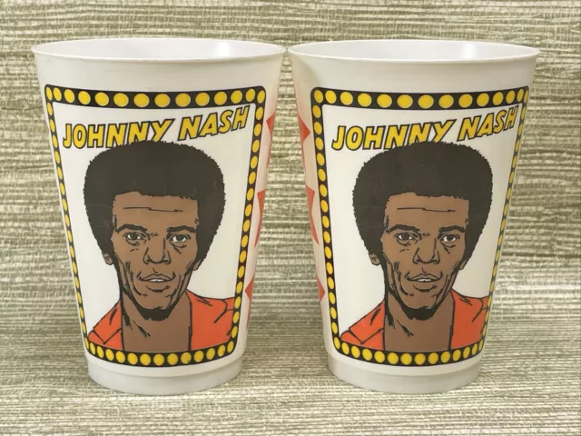 Johnny Nash 711 Seven Eleven Slurpee Plastic Cup Music USA Vintage Lot Of 2