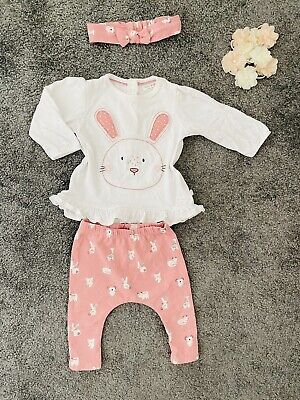 NEXT Baby Girl Outfit Set 0-3 Months Top Leggings & Headband 100% Cotton